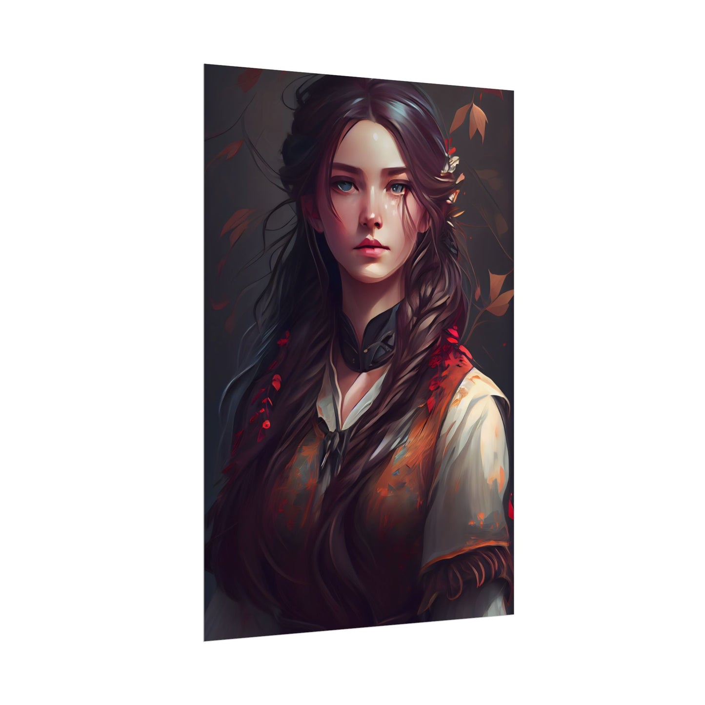 Vibrant Portrait: Brown Hair, Green Eyes Artwork - Poster