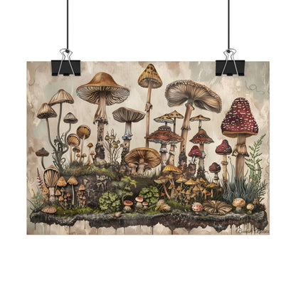Vintage Mushroom Illustrations: A Collection of Unique Fungi - Poster