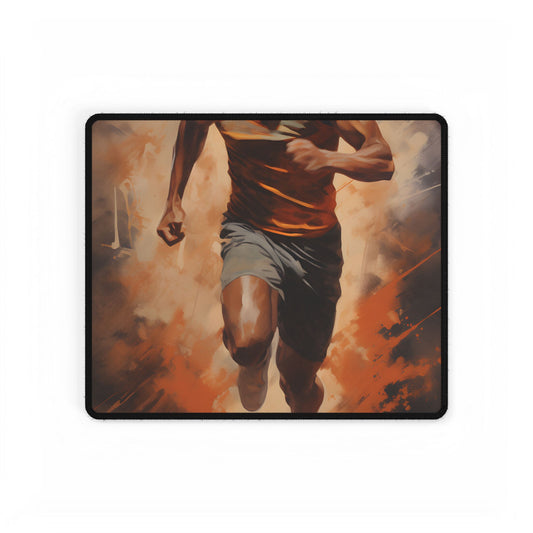 Passionate Fitness Moment: Dedicated Athlete in Action - Desk Mat
