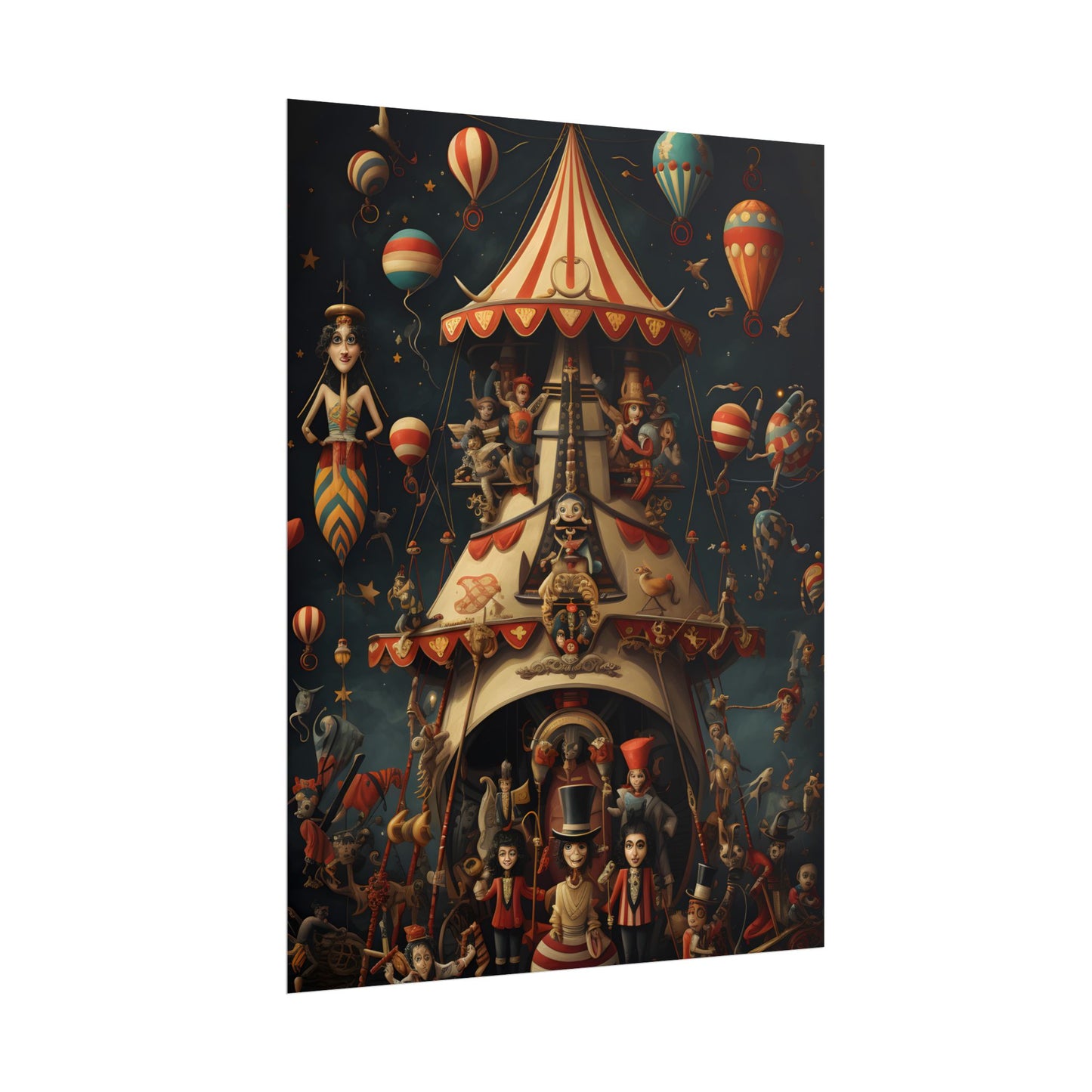 Whimsical Clockwork Circus: Fantastical Artwork in Vibrant Colors - Poster