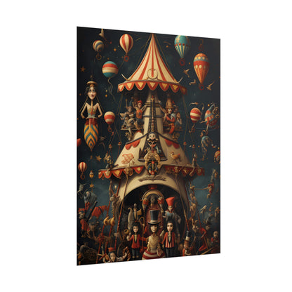 Whimsical Clockwork Circus: Fantastical Artwork in Vibrant Colors - Poster