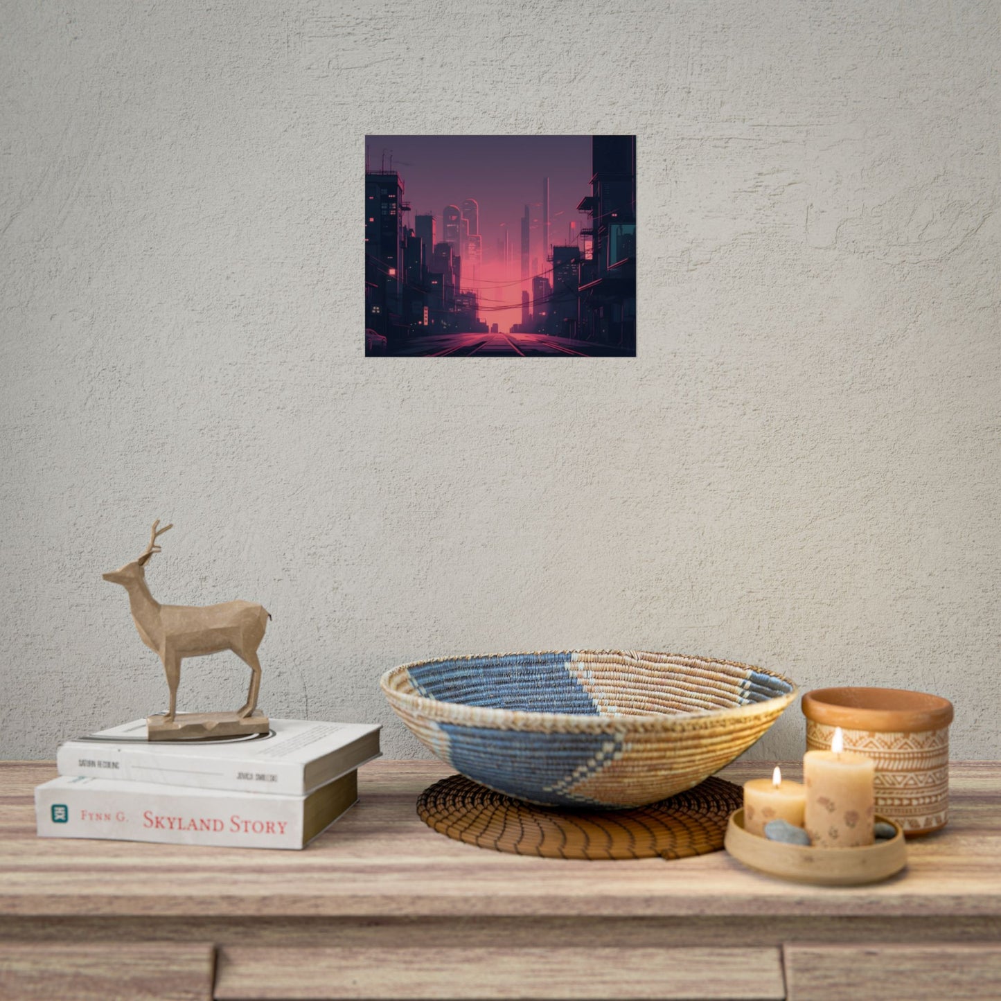 Cyberpunk Nighttime Cityscape: Melancholic Mood - Poster