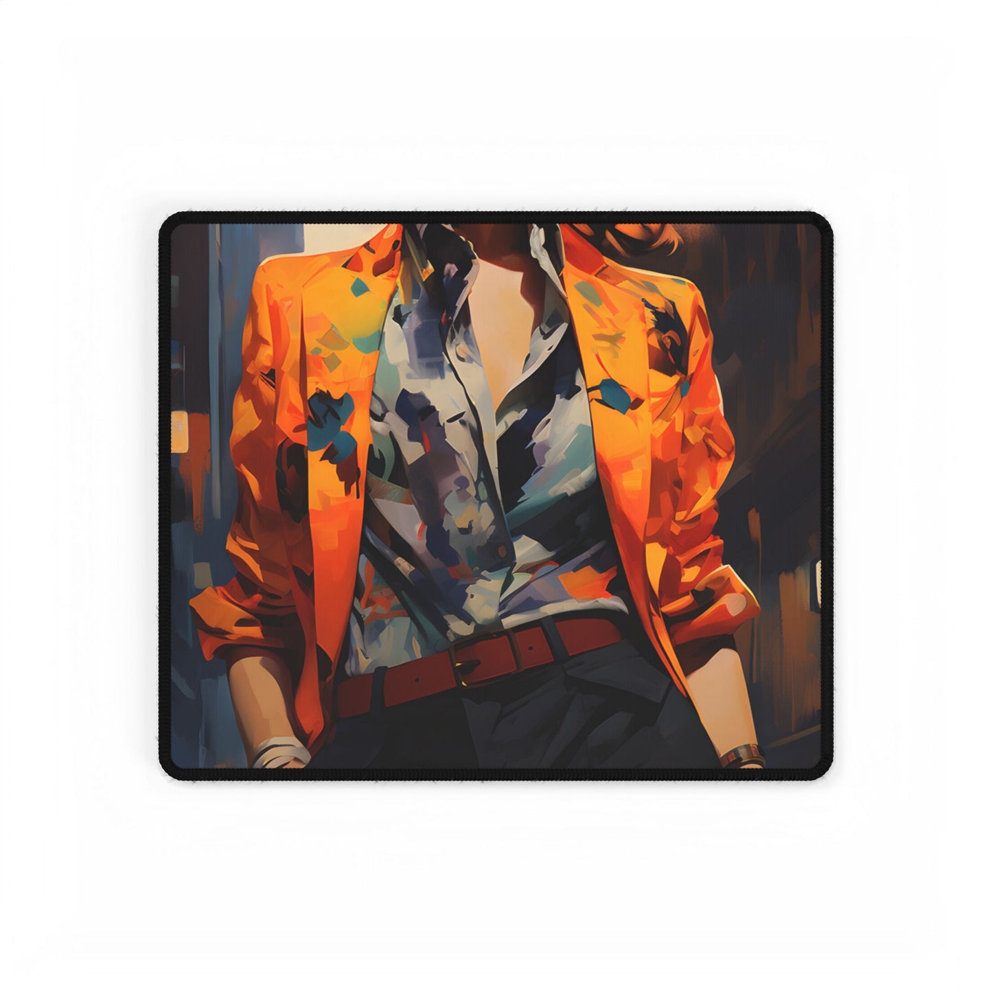 Urban Youthful Portrait: Fashionable City Style Digital Art - Desk Mat