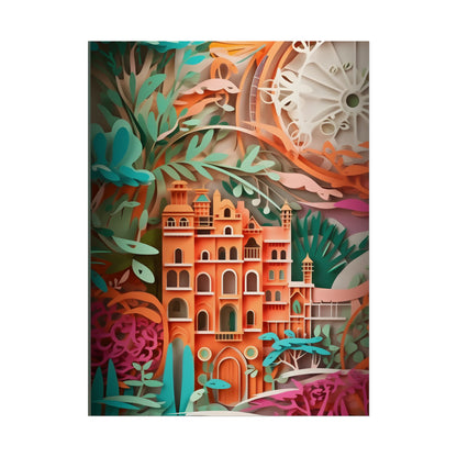 European Paper Quilled Landscape: Artistic Craftsmanship - Poster