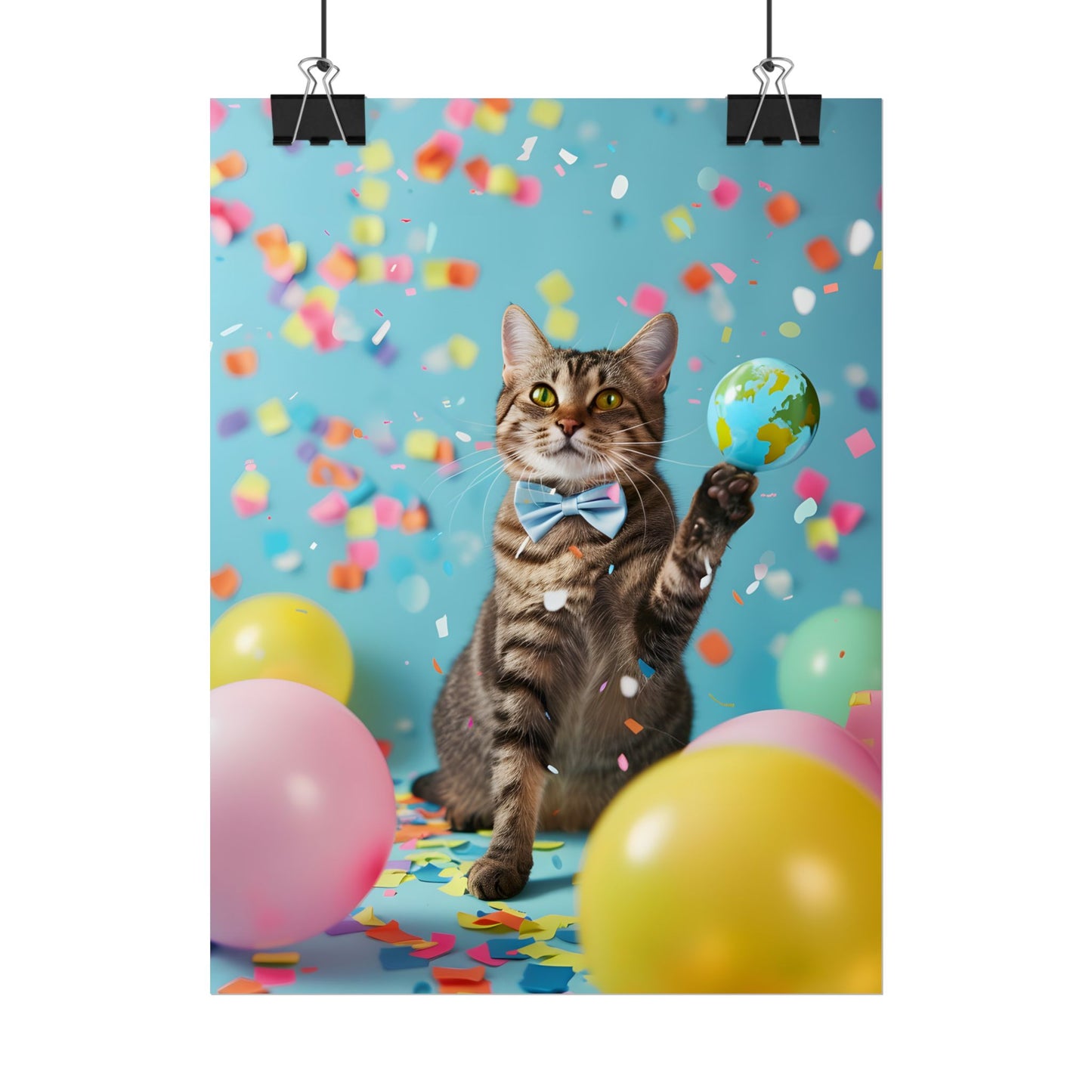 Whimsical Cat in Bow Tie: Close-Up Art Print - Poster