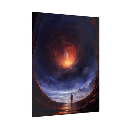 Mysterious Black Hole Cosmos: Space Art with Planetary Orbits - Poster