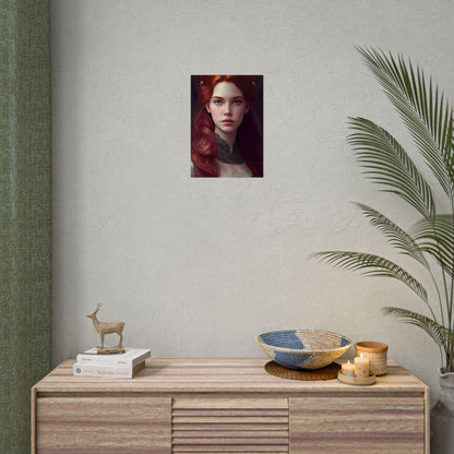 Beautiful Redhead Female Portrait: Classic Timeless Artwork - Poster
