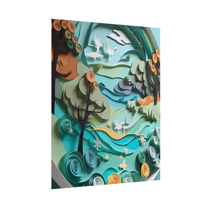 Eye-Catching Beach Landscape: Paper Quilling Art - Poster