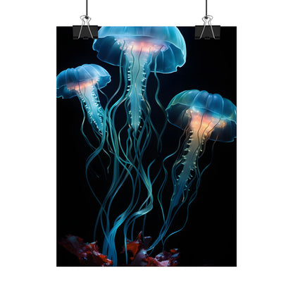 Bioluminescent Oceanic Ballet: Ethereal Underwater Dance - Poster