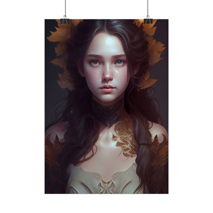 Brown Hair Female Portrait: Artistic Style Digital Art - Poster