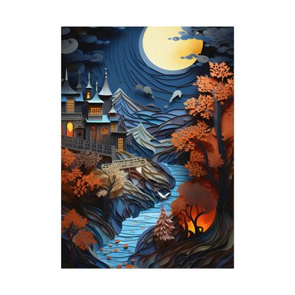 Eye-Catching European Landscape: Realistic Paper Quilling Artwork - Poster