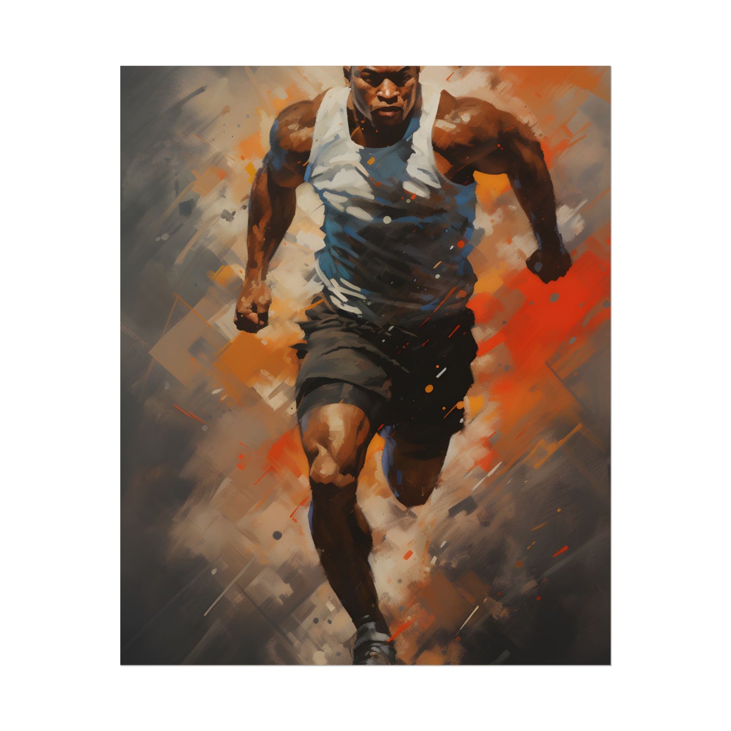 Passionate Athlete in Motion: Dynamic Portrait Artwork - Poster