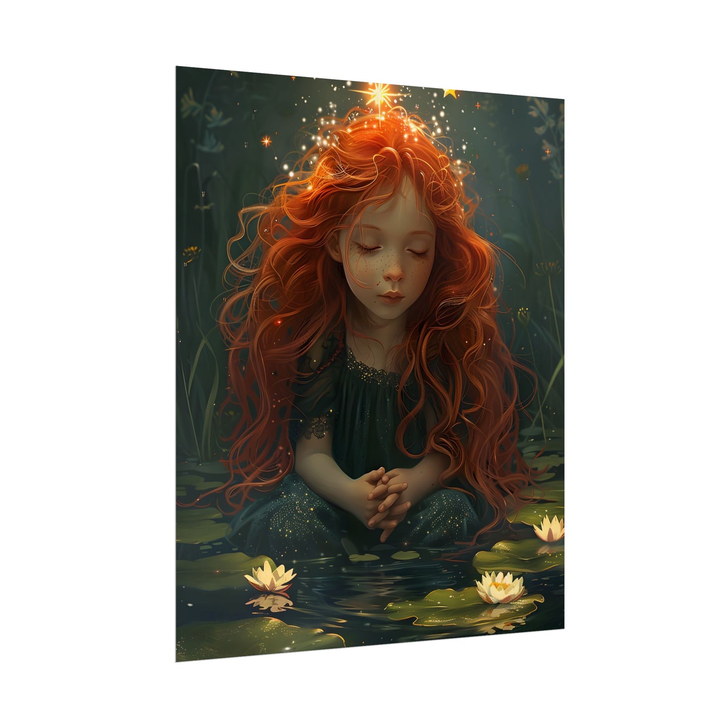 Sparkly Redhead Daydream: Young Girl Digital Art - Poster