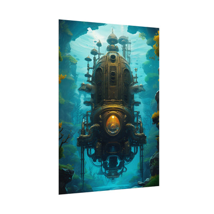 Steampunk Underwater Odyssey: Captain Nemo's Nautilu Submarine Art - Poster