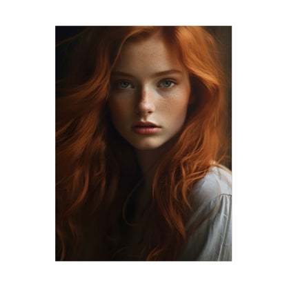 Red Hair Candid Portrait: Natural Light Photo Art - Poster