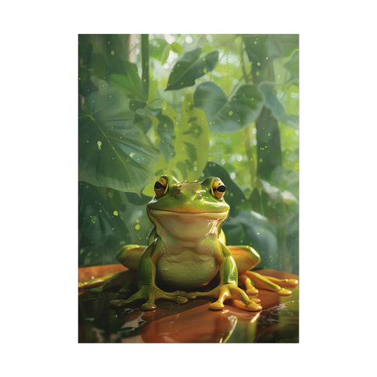 Whimsical Frog Oasis: A Peaceful Lily Pad Scene - Poster
