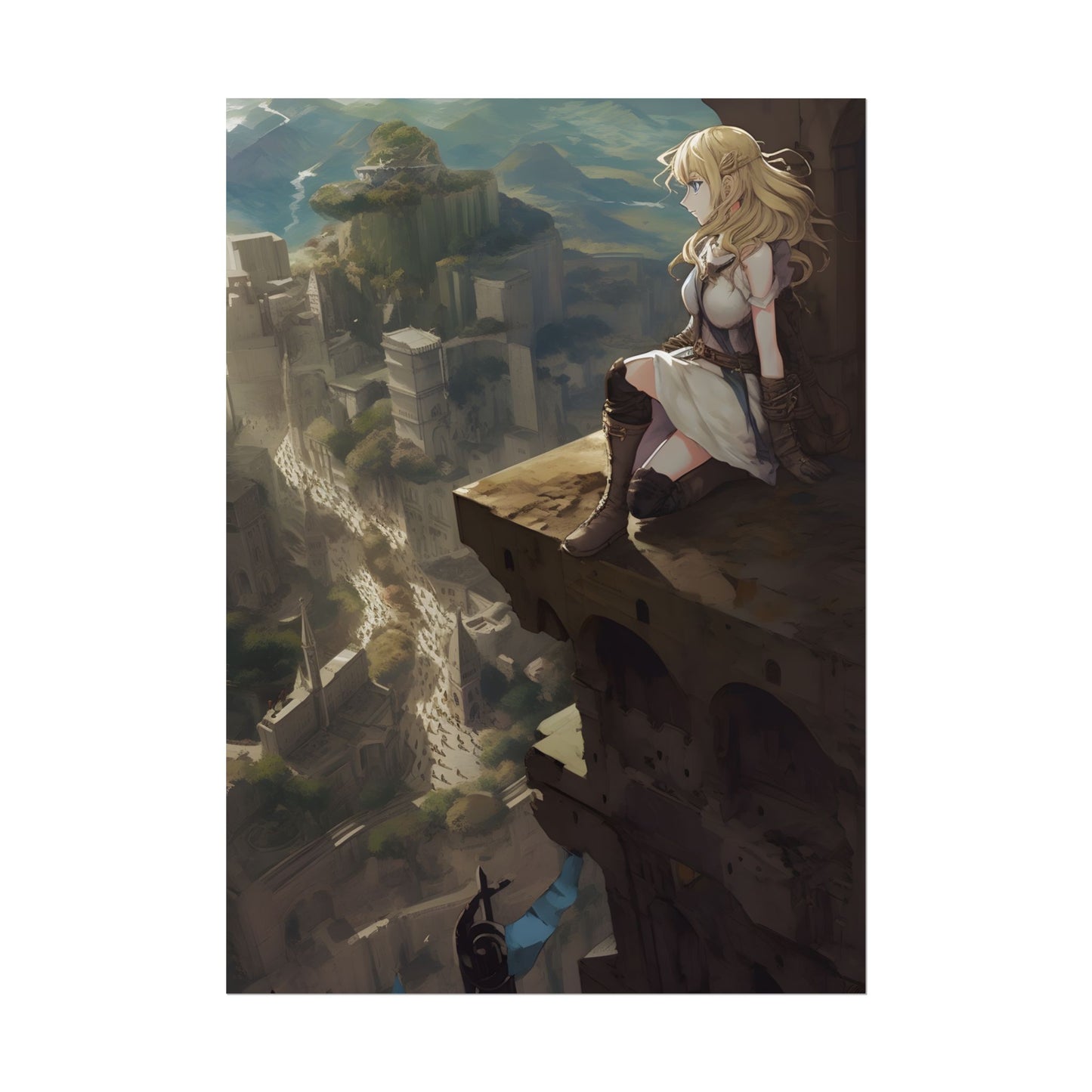 Dramatic Anime Female Portrait: Exclusive Artwork - Poster