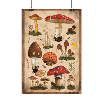 Vibrant Mushroom Species Poster: A Colorful Collection - Poster