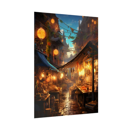 Magical Street Food Market: Vibrant Colors - Poster