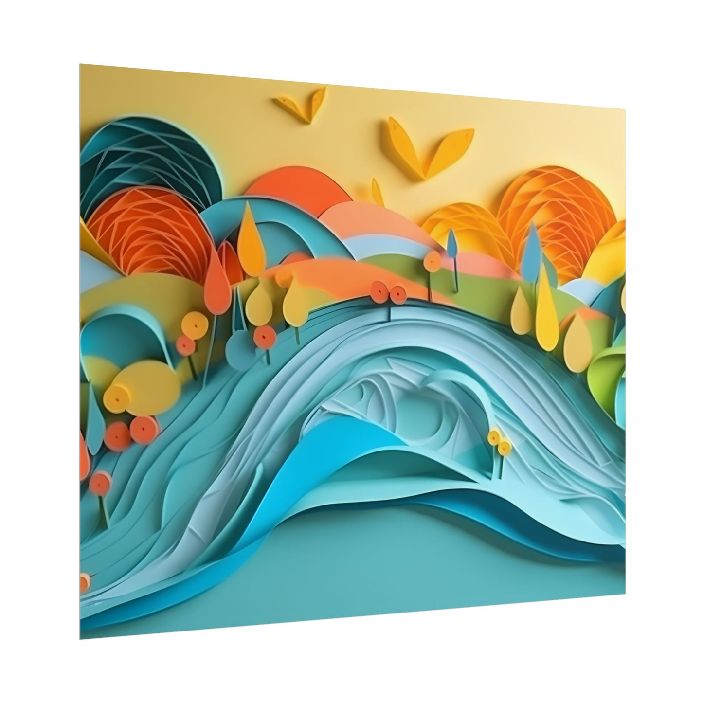 Magical Peaceful Beach: Paper Quilled Serenity - Poster