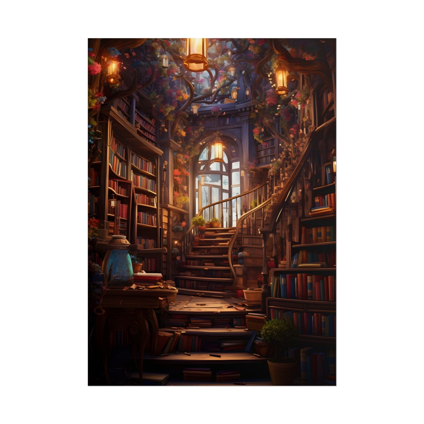 Whimsical Bookshop: Enchanting Magical Artwork - Poster