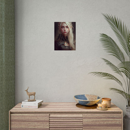 Blonde Portrait: Elegant Woman in Black Dress - Poster