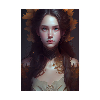 Brown Hair Female Portrait: Artistic Style Digital Art - Poster
