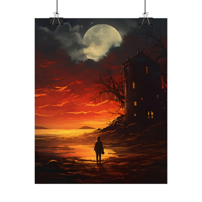Black and White Portrait: Mysterious Figure Seated - Poster