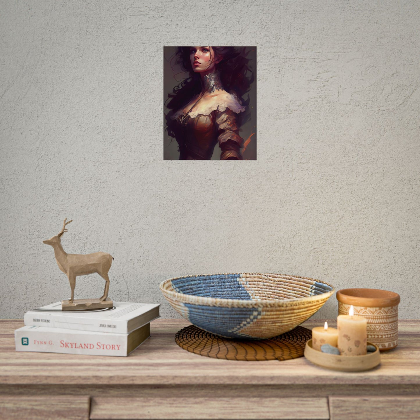 Lovely Brown Hair Portrait: Stunning Female Art - Poster