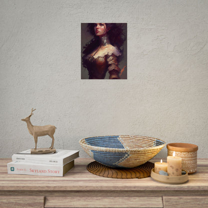 Lovely Brown Hair Portrait: Stunning Female Art - Poster