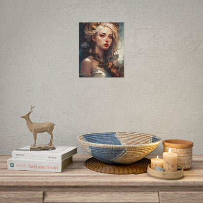 Dramatic Blonde Portrait: Red Hues Digital Art - Poster