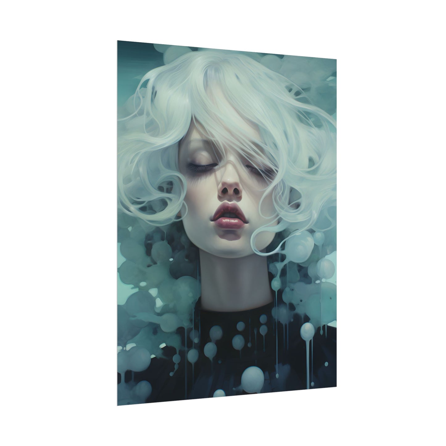 Candid Moment: Person in Reflection - Black and White Photography - Poster