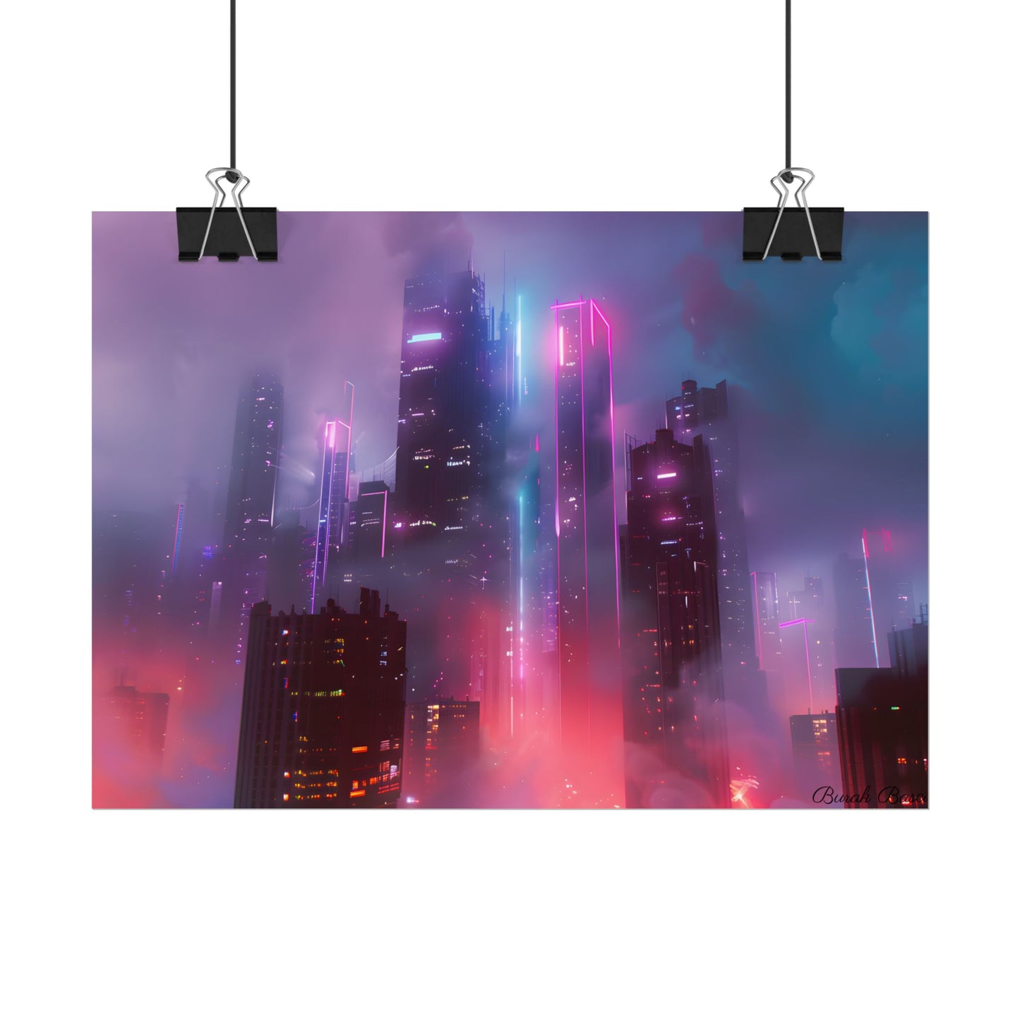 Futuristic Cityscape: Neon Dreams in the Urban Sky - Poster