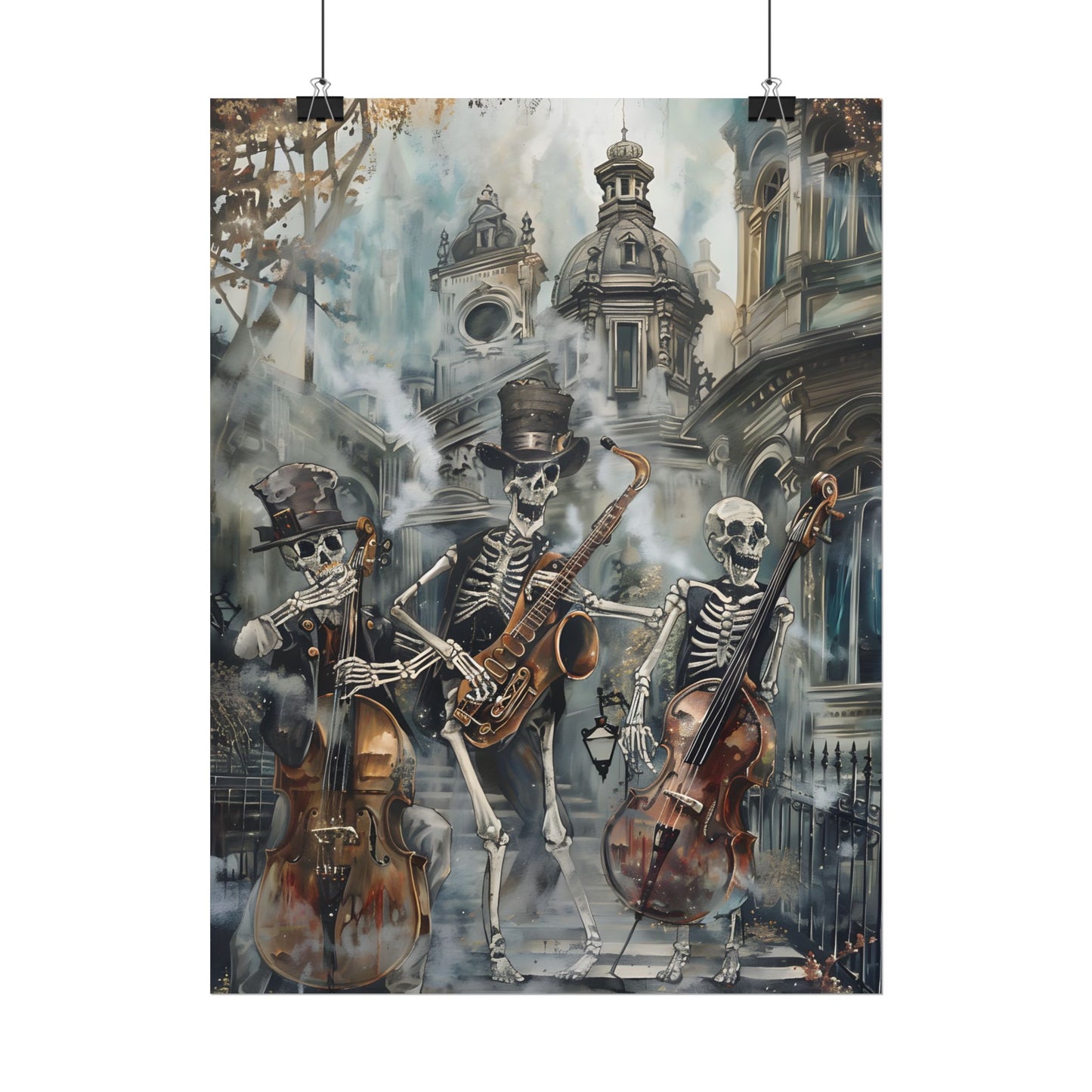 Victorian Lowbrow Jazz: Skeleton Band in Artistic Swing - Poster