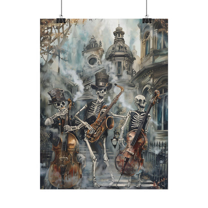 Victorian Lowbrow Jazz: Skeleton Band in Artistic Swing - Poster