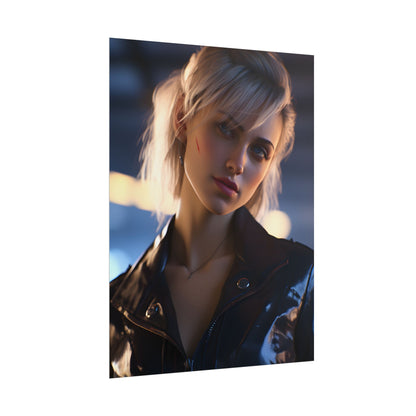 Cyberpunk Teenage Girl: Blonde Digital Art - Poster