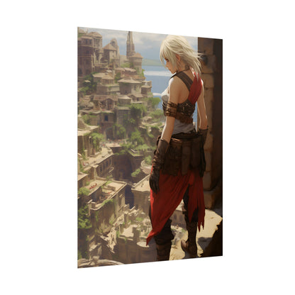 Dramatic Anime Female: Birds Eye View Illustration - Poster
