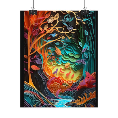Peaceful Island Oasis: Paper Quilling Landscape Art - Poster