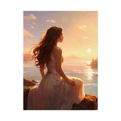 Vibrant Beach Scene: Summer Day with Sun-Kissed Figure - Poster