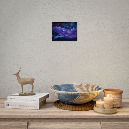 Mystical Night Sky: Stars and Crescent Moon - Poster