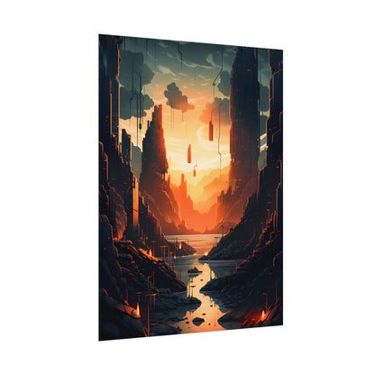 Cyberpunk Metropolis Ablaze: Nocturnal Digital Masterpiece - Poster