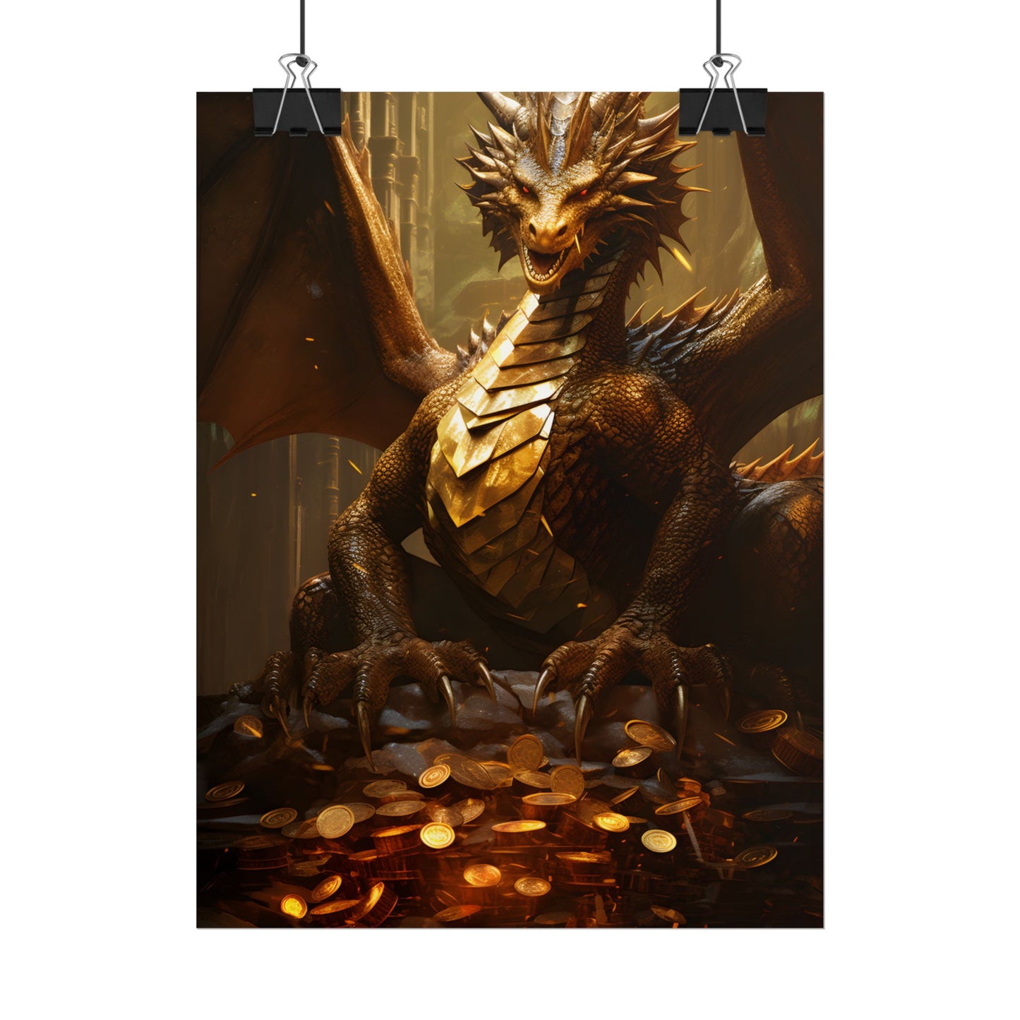 Majestic Dragon Guardian: Fantasy Artwork in a Magical Lair - Poster