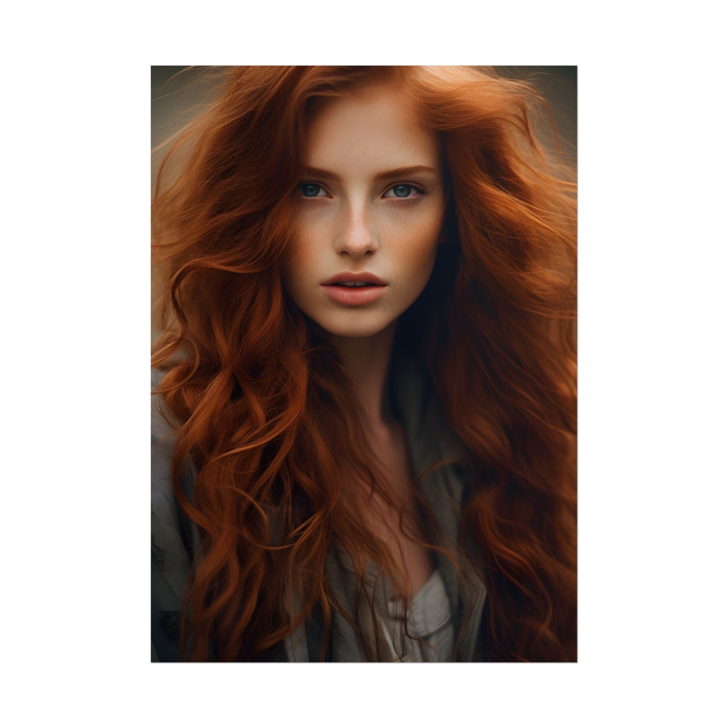 Gorgeous Redhead Woman: Natural Beauty Artwork - Poster