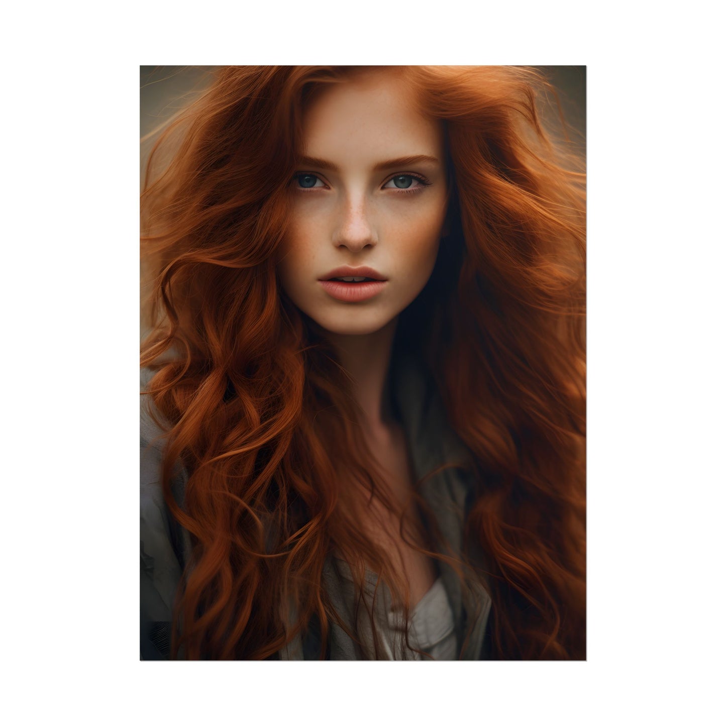 Gorgeous Redhead Woman: Natural Beauty Artwork - Poster