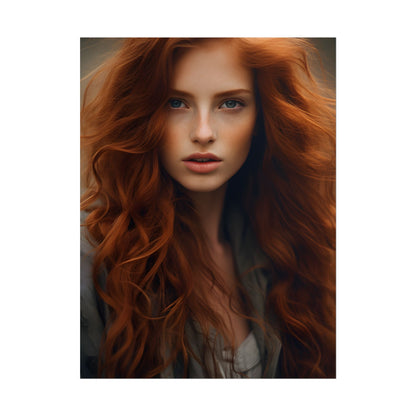 Gorgeous Redhead Woman: Natural Beauty Artwork - Poster