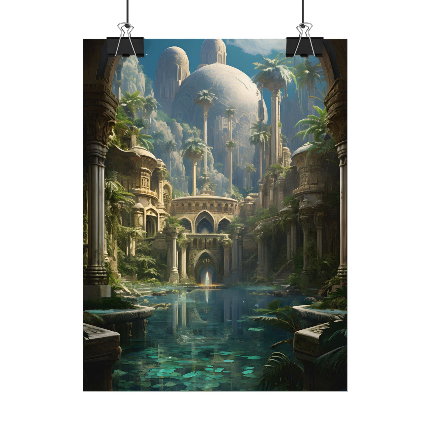 Majestic Desert Oasis: Arabian Nights-Inspired Bird's Eye View - Poster
