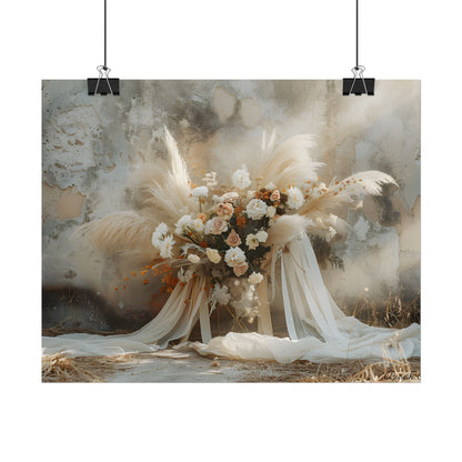 Whimsical Floral Bloom: Pampas Grass Artwork - Poster