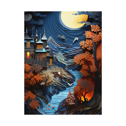 Eye-Catching European Landscape: Realistic Paper Quilling Artwork - Poster