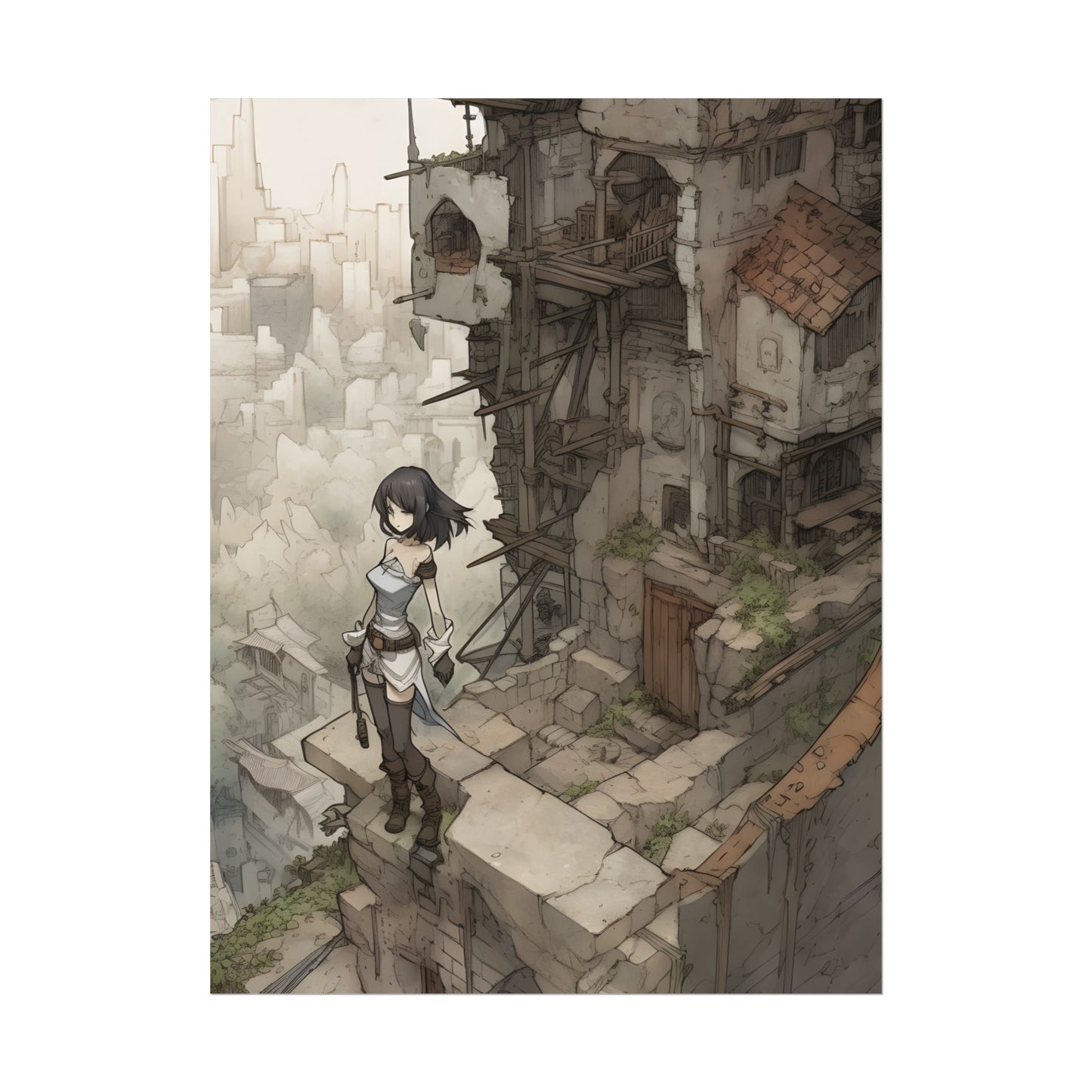 Dramatic Anime Bird Art: Detailed Illustration - Poster