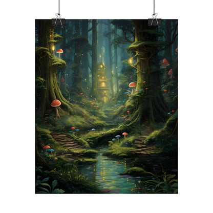 Enchanted Forest: Grimm's Fairy Tale Characters in Serene Woods - Poster